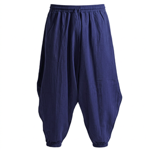 Pantalon Harem Unisexe Ample Bleu Marine en Spandex/Polyester Style Sportif Séchage Rapide & Respirant pour la Lutte - Product Image 1