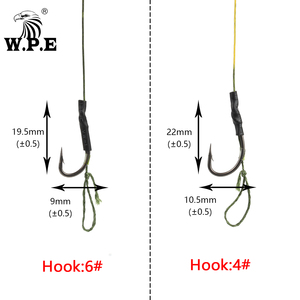 W.P.E 2 unids/pack aparejo de pelo de <span class=keywords><strong>pesca</strong></span> de carpa 4 #/6 # anzuelo de <span class=keywords><strong>pesca</strong></span> de púas listo Boilie atado 20cm 45LB línea de <span class=keywords><strong>pesca</strong></span> recubierta trenzada - Product Image 4