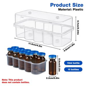 Boîte de rangement transparente en plastique pour 10 petits flacons de 3 ml avec plateau amovible pour peptides - Portable - Product Image 3