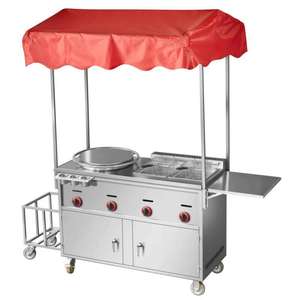 Camion de nourriture de fabricant de crêpes avec la rue de friteuse chariot de casse-croûte multifonctionnel mobile chariot de nourriture poussé à la main remorque de fabricant de crêpe - Product Image 4