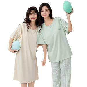 Conjunto de Pijama de Modal Lenzing para Mujer, Fresco y Sedoso, con Cuello Redondo, Ropa de Dormir con Almohadillas Anti-Exposición, Suministro ODM - Product Image 6