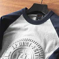 T-shirt de haute qualité pour hommes, impression en gros, t-shirt personnalisé avec motif en relief 3D, t-shirt à manches longues surdimensionné pour hommes, tissu lourd