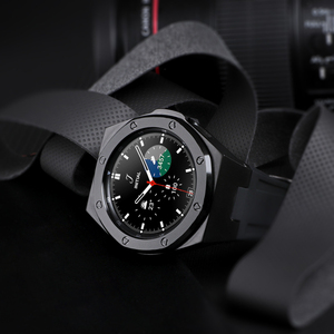 Kit de Modification de mode pour Samsung <span class=keywords><strong>Galaxy</strong></span> <span class=keywords><strong>Watch4</strong></span> montre intelligente classique boîtier en acier inoxydable bande <span class=keywords><strong>46mm</strong></span> cadre de lunette bracelet en caoutchouc - Product Image 4