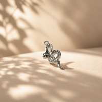 Breloques Serpent en Laiton, Plaqué Or/Rhodium, Micro-Pavé Zircon, Pendentifs Animaux pour la Fabrication de Bijoux et la Création d'Accessoires Spéciaux