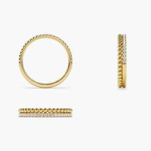 Anillo de Diamantes Blancos Naturales con Corte Brillante de 0.22 CT, Apilados y Engastados en Oro Puro de 14K con Baño de Rodio, Tamaño Personalizable - Product Image 6