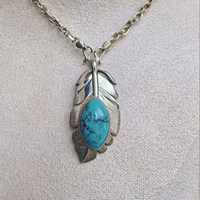 Ailes d'Espoir |   Collier pendentif de luxe en argent sterling 925 avec serti clos et turquoise naturelle Yungaisi - Cadeau