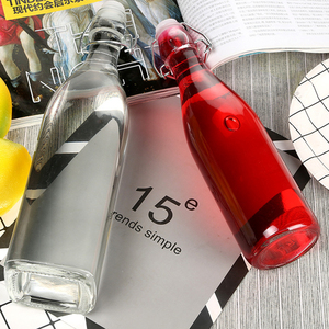 <span class=keywords><strong>Botella</strong></span> <span class=keywords><strong>de</strong></span> vidrio redonda cuadrada transparente con tapa acanalada 250ml 500ml 750ml Botellas abatibles <span class=keywords><strong>de</strong></span> plástico con hebilla <span class=keywords><strong>de</strong></span> acero inoxidable - Product Image 3
