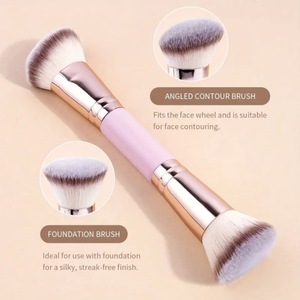 Set di 5/4/2 Pennelli Doppia Punta <span class=keywords><strong>per</strong></span> Fondotinta e Blush, in Fibra Sintetica Premium, <span class=keywords><strong>per</strong></span> Contorno, Polvere e Correttore, Rosa - Product Image 5