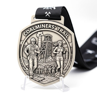 Lot en gros de médailles en alliage de zinc moulé sous pression, argent antique, rondes, avec relief 3D Mineur Trail, pour événements sportifs de plein air et de patrimoine