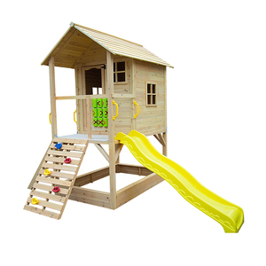 Casa <span class=keywords><strong>de</strong></span> Juguete Grande <span class=keywords><strong>de</strong></span> <span class=keywords><strong>Madera</strong></span> para Niños, Ecológica y Segura para Exteriores con Estructura para Escalar y Tobogán - Product Image 4