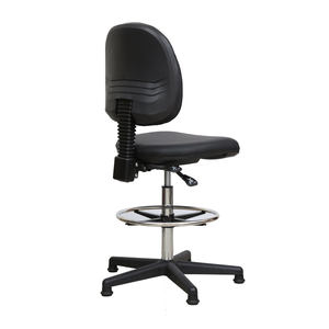 PU siyah suni deri uzun boylu yüksekliği ayarlanabilir döner asansör sandalye Footrest ile çağdaş tasarım - Product Image 4