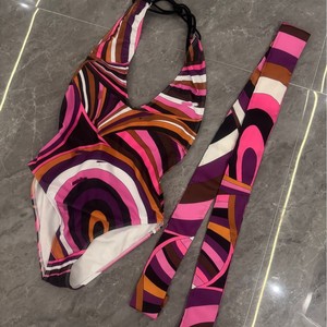 Costume da bagno intero all'ingrosso 2026 nuovo con sciarpa in seta, set 2 pezzi a righe, sexy abbigliamento da spiaggia, copricostume sarong da donna - Product Image 2