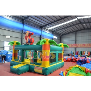 Château gonflable/trampoline extérieur sur le thème des perroquets, modèle en PVC, équipé d'un souffleur, disponible à la location. - Product Image 6