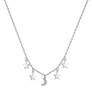 Collar Dylam Delicado y Minimalista con Media Luna y Estrellas de Nacimiento en Plata 925, con Piedra CZ 5A - Product Image 1