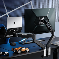 Support d'écran double à bras robotisé pour ordinateur de bureau, base universelle à double bras, support cantilever pour écran