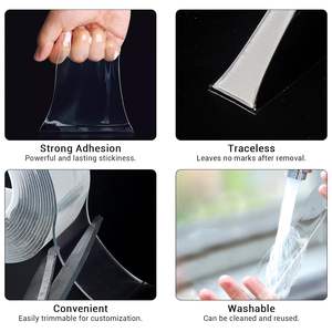 Ruban adhésif nano double face transparent, lavable, réutilisable et amovible - Product Image 2