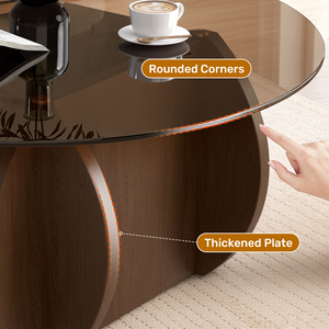 Modern <b>Round</b> Coffee <b>Table</b> Wood Top <b>Side</b> <b>Table</b> with Wood Base Easy to Assemble Eco-Friendly Durable Accent <b>Table</b> for Living Room - Product Image 2