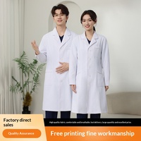 Blouse de laboratoire blanche pour médecin, en polycoton, avec boutons-pression, poche poitrine, uniforme médical CE, manches longues, revers cranté, poches latérales