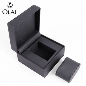 Stock Men Wrist Watches Black Flip Box Smooth Touch Leather Watch Packaging Box