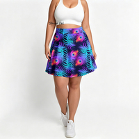 Jupe-short athlétique pour femme avec motif plume de paon néon et plume galactique, taille haute, avec poche latérale, pour le golf et la course à pied
