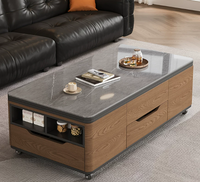 Table basse relevable et table à manger 2-en-1 pour salon, avec tabourets