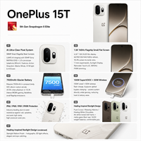 OnePlus 15T 5G d'origine, Snapdragon 8 Elite Gen 5, écran 6,32 pouces 165 Hz 1,5K, batterie 7500 mAh, appareil photo 50 MP, version mondiale, vente en gros