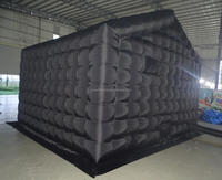 Tente de fête gonflable mobile noire commerciale avec éclairage LED pour discothèque, tente de club de nuit gonflable, cube gonflable pour soirée