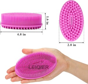 Gant de toilette en silicone personnalisé avec logo, doux, exfoliant, <span class=keywords><strong>pour</strong></span> le corps, la douche, <span class=keywords><strong>brosse</strong></span> à <span class=keywords><strong>cheveux</strong></span> <span class=keywords><strong>pour</strong></span> femmes et hommes, nettoyage du corps - Product Image 2