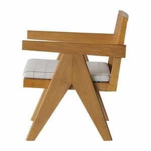 Fauteuil de salle à manger moderne de luxe, chaise de lecture pour salon, fauteuil lounge en bois massif et rotin naturel - Product Image 3