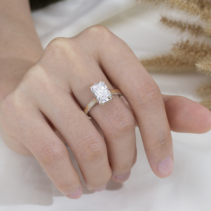 Messi Jewelry MSR-2143 10K Gold Radiant Shape Halo <b>Ring</b> Lab Grown <b>Diamond</b> <b>Ring</b> - Product Image 5