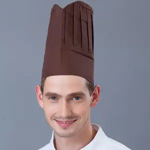 Restaurante occidental 30 interior alto chef sombrero masculino catering trabajo sombrero blanco hongo sombrero mujer Hotel cocina gorro de humo