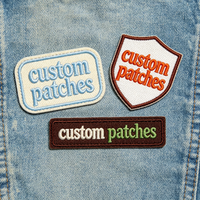 Écussons brodés personnalisés avec logo d'usine, badges brodés découpés à la machine en tissu sergé pour jeans