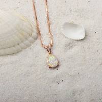 Collier pendentif pour femme en or rose incrusté d'opale, style TikTok INS, avec chaîne à maillons goutte d'eau australienne, pour anniversaire, vente en gros