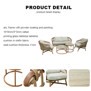 كل يوم الألومنيوم في الهواء الطلق 4 مقاعد حديقة أريكة أريكة أثاث الروطان جلسة مجموعة - Product Image 2