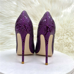 <span class=keywords><strong>Scarpe</strong></span> Eleganti Estive con <span class=keywords><strong>Tacco</strong></span> Alto 12CM, Punta a Spillo, Motivo Pelle di Serpente <span class=keywords><strong>Viola</strong></span>, per Commercio Estero Transfrontaliero - Product Image 4