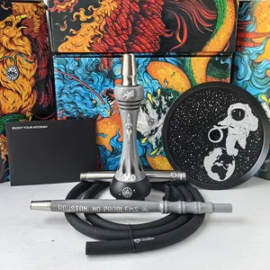 뜨거운 판매 알파 모델 X 특별 가짜 물 담뱃대 shisha 휴스턴 치차 알루미늄 물 담뱃대 선물 상자 shisha 러시아 물 담뱃대