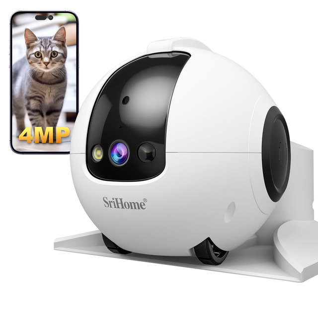 4MP HD Pet Camera 10000mAh Long Battery Life, Laser Teasing, Two-Way Audio.& Mobile Guardian Robot for Remote Pet Monitoring