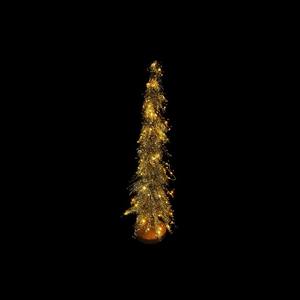 Albero di Natale a Batteria con 60 LED Bianco Caldo e Timer, Dorato 11x50cm - Product Image 1