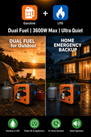 JIALING JHR3600Sie 3300W Tragbarer Inverter-Generator Einphasig Elektrischer Start 55dB Leise 5L Tank Benzin für Zuhause und Outdoor