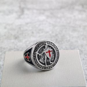 Anillo de Caballero Templario de Acero Inoxidable para Hombre, Diseño de Cruz, Estilo Hip Hop, Uso Diario - Product Image 2