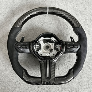 Volant de voiture sport en fibre de carbone à rayures blanches chauffant pour BMW 2017 330i 428i M340i <span class=keywords><strong>140i</strong></span> E90 Série 5 E60 F80 M3 - Product Image 3