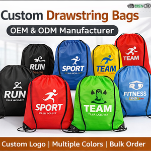 Bolsa de algodón reutilizable de diseño, en varios colores, con logotipo de marca deportiva, personalizada con cordón, para promoción. - Product Image 3