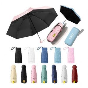 Wholesale 19/21 Inches 5 <b>Folding</b> Mini Umbrella Pocket Print Logo Branded Parasol Rain Custom Capsule Umbrellas - Product Image 1