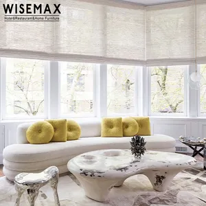 WISEMAX الأثاث الحديثة مريحة شبه دائرة أريكة كرسي إطار خشبي و الإسفنج المفروشات الكتان كرسي من القماش لغرفة المعيشة
