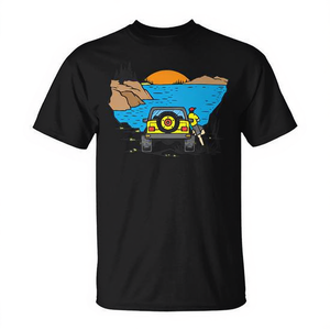 T-shirt premium avec illustration de montagnes et de lacs pour véhicule à quatre roues motrices - Product Image 2