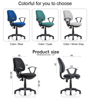 Chaise de bureau moderne en tissu, réglable en hauteur, pivotante, avec accoudoirs fixes, vérin à gaz classe 3, pour poste de travail informatique à domicile