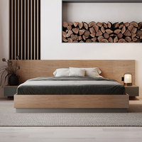 Lit Tatami Moderne en MDF avec Rangement, Ensemble de Chambre King Size avec Tiroir, Lit Double en Bois Simple, Design Élégant