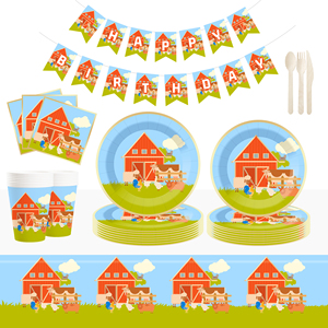 ชุดจานชามกระดาษลายสัตว์เลี้ยงในฟาร์ม DAMAI สำหรับงานเลี้ยงวันเกิดเด็ก ชุดอุปกรณ์บนโต๊ะอาหารแบบใช้แล้วทิ้ง พร้อมจานกระดาษ แก้วกระดาษ สำหรับงานปาร์ตี้ธีมฟาร์ม - Product Image 2