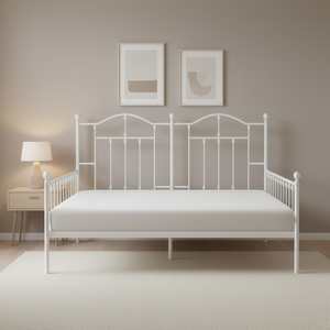 Base de Cama Doble Moderna de Acero Blanco, Tamaño Completo, Estable, de Metal para Dormitorio - Product Image 2