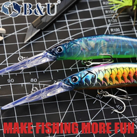 Leurre de pêche dur flottant imprimé en 3D B&U JT15 110 mm 15,3 g ABS pour la pêche en eau douce, rivière, mer, bar, dorade, brochet, sandre